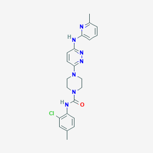 molecular formula C22H24ClN7O B4455818 N-(2-chloro-4-methylphenyl)-4-{6-[(6-methyl-2-pyridinyl)amino]-3-pyridazinyl}-1-piperazinecarboxamide 