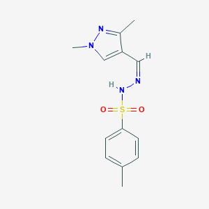 molecular formula C13H16N4O2S B445620 N'~1~-[(Z)-1-(1,3-DIMETHYL-1H-PYRAZOL-4-YL)METHYLIDENE]-4-METHYL-1-BENZENESULFONOHYDRAZIDE 