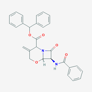 molecular formula C28H24N2O5 B044563 Benzhydryl (6R,7S)-7-benzamido-3-methylidene-8-oxo-5-oxa-1-azabicyclo[4.2.0]octane-2-carboxylate CAS No. 1187769-74-9
