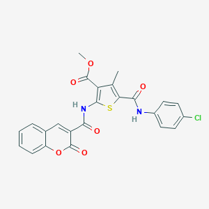 molecular formula C24H17ClN2O6S B445630 methyl 5-[(4-chloroanilino)carbonyl]-4-methyl-2-{[(2-oxo-2H-chromen-3-yl)carbonyl]amino}-3-thiophenecarboxylate 