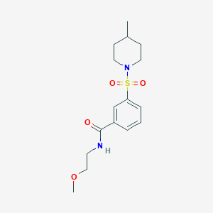 molecular formula C16H24N2O4S B4456595 N-(2-methoxyethyl)-3-[(4-methylpiperidin-1-yl)sulfonyl]benzamide 