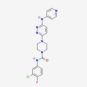 molecular formula C20H19ClFN7O B4456608 N-(3-chloro-4-fluorophenyl)-4-[6-(4-pyridinylamino)-3-pyridazinyl]-1-piperazinecarboxamide 