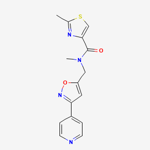 molecular formula C15H14N4O2S B4456614 N,2-dimethyl-N-[(3-pyridin-4-ylisoxazol-5-yl)methyl]-1,3-thiazole-4-carboxamide 