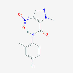 molecular formula C12H11FN4O3 B445667 N-(4-fluoro-2-methylphenyl)-1-methyl-4-nitro-1H-pyrazole-5-carboxamide 