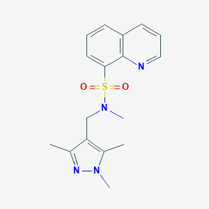 molecular formula C17H20N4O2S B445669 N~8~-METHYL-N~8~-[(1,3,5-TRIMETHYL-1H-PYRAZOL-4-YL)METHYL]-8-QUINOLINESULFONAMIDE 