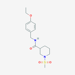 molecular formula C16H24N2O4S B4456748 N-[(4-ETHOXYPHENYL)METHYL]-1-METHANESULFONYLPIPERIDINE-3-CARBOXAMIDE 