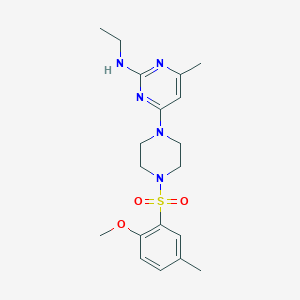 molecular formula C19H27N5O3S B4456806 N-Ethyl-4-[4-(2-methoxy-5-methylbenzenesulfonyl)piperazin-1-YL]-6-methylpyrimidin-2-amine 