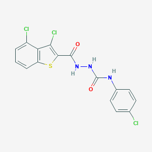 molecular formula C16H10Cl3N3O2S B445682 N-(4-chlorophenyl)-2-[(3,4-dichloro-1-benzothien-2-yl)carbonyl]hydrazinecarboxamide 