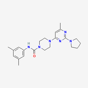 molecular formula C22H30N6O B4456877 N-(3,5-Dimethylphenyl)-4-[6-methyl-2-(pyrrolidin-1-YL)pyrimidin-4-YL]piperazine-1-carboxamide 