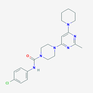 molecular formula C21H27ClN6O B4456993 N-(4-Chlorophenyl)-4-[2-methyl-6-(piperidin-1-YL)pyrimidin-4-YL]piperazine-1-carboxamide 