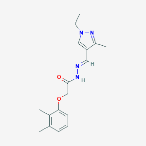molecular formula C17H22N4O2 B445701 2-(2,3-DIMETHYLPHENOXY)-N'~1~-[(E)-1-(1-ETHYL-3-METHYL-1H-PYRAZOL-4-YL)METHYLIDENE]ACETOHYDRAZIDE 