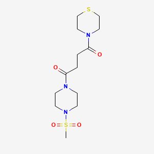 molecular formula C13H23N3O4S2 B4457028 1-[4-(Methylsulfonyl)piperazin-1-yl]-4-(thiomorpholin-4-yl)butane-1,4-dione 