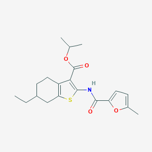 molecular formula C20H25NO4S B445704 Isopropyl 6-ethyl-2-[(5-methyl-2-furoyl)amino]-4,5,6,7-tetrahydro-1-benzothiophene-3-carboxylate 
