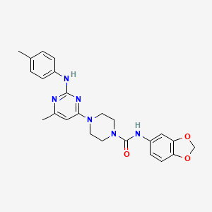 molecular formula C24H26N6O3 B4457227 N-(2H-1,3-Benzodioxol-5-YL)-4-{6-methyl-2-[(4-methylphenyl)amino]pyrimidin-4-YL}piperazine-1-carboxamide 