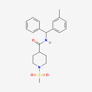 molecular formula C21H26N2O3S B4457293 1-METHANESULFONYL-N-[(3-METHYLPHENYL)(PHENYL)METHYL]PIPERIDINE-4-CARBOXAMIDE 