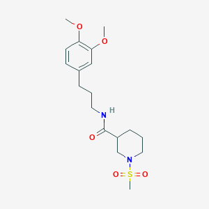 molecular formula C18H28N2O5S B4457329 N-[3-(3,4-DIMETHOXYPHENYL)PROPYL]-1-METHANESULFONYLPIPERIDINE-3-CARBOXAMIDE 