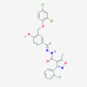 molecular formula C26H20BrCl2N3O4 B445734 N'-{3-[(2-bromo-4-chlorophenoxy)methyl]-4-methoxybenzylidene}-3-(2-chlorophenyl)-5-methyl-4-isoxazolecarbohydrazide 