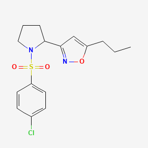 molecular formula C16H19ClN2O3S B4457356 3-[1-(4-Chlorobenzenesulfonyl)pyrrolidin-2-YL]-5-propyl-1,2-oxazole 