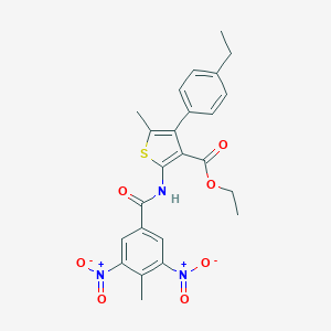 molecular formula C24H23N3O7S B445739 Ethyl 2-({3,5-dinitro-4-methylbenzoyl}amino)-4-(4-ethylphenyl)-5-methyl-3-thiophenecarboxylate 