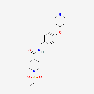 molecular formula C21H33N3O4S B4457482 1-(ETHANESULFONYL)-N-({4-[(1-METHYLPIPERIDIN-4-YL)OXY]PHENYL}METHYL)PIPERIDINE-4-CARBOXAMIDE 