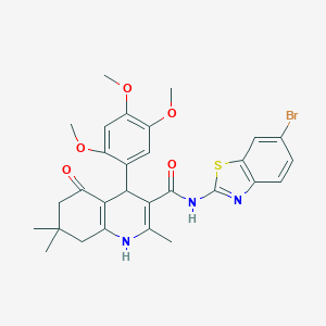 molecular formula C29H30BrN3O5S B445750 N-(6-bromo-1,3-benzothiazol-2-yl)-2,7,7-trimethyl-5-oxo-4-(2,4,5-trimethoxyphenyl)-1,4,5,6,7,8-hexahydroquinoline-3-carboxamide 