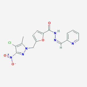 5-({4-chloro-3-nitro-5-methyl-1H-pyrazol-1-yl}methyl)-N'-(2-pyridinylmethylene)-2-furohydrazide