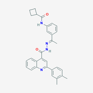 molecular formula C31H30N4O2 B445752 N-[3-(N-{[2-(3,4-dimethylphenyl)-4-quinolinyl]carbonyl}ethanehydrazonoyl)phenyl]cyclobutanecarboxamide 