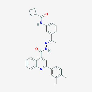 N-[3-(N-{[2-(3,4-dimethylphenyl)-4-quinolinyl]carbonyl}ethanehydrazonoyl)phenyl]cyclobutanecarboxamide