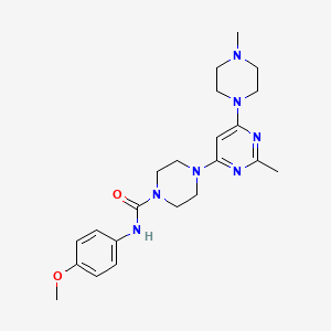 molecular formula C22H31N7O2 B4457527 N-(4-methoxyphenyl)-4-[2-methyl-6-(4-methylpiperazin-1-yl)pyrimidin-4-yl]piperazine-1-carboxamide 
