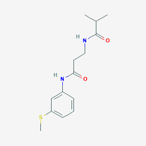 molecular formula C14H20N2O2S B4457556 N~3~-isobutyryl-N~1~-[3-(methylthio)phenyl]-beta-alaninamide 