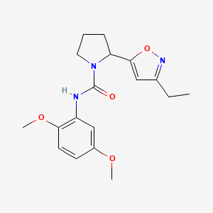molecular formula C18H23N3O4 B4457561 N-(2,5-dimethoxyphenyl)-2-(3-ethyl-1,2-oxazol-5-yl)pyrrolidine-1-carboxamide 