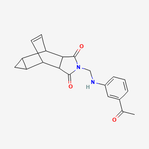 molecular formula C20H20N2O3 B4457602 2-{[(3-acetylphenyl)amino]methyl}hexahydro-4,6-ethenocyclopropa[f]isoindole-1,3(2H,3aH)-dione 