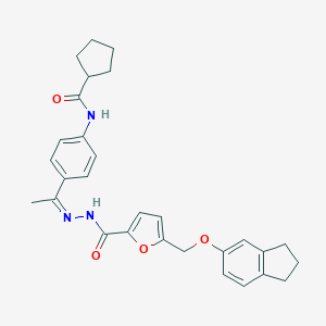 N-[4-(N-{5-[(2,3-dihydro-1H-inden-5-yloxy)methyl]-2-furoyl}ethanehydrazonoyl)phenyl]cyclopentanecarboxamide