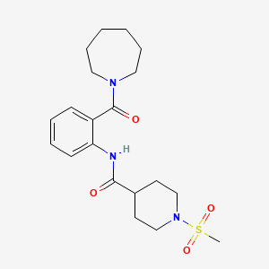 molecular formula C20H29N3O4S B4457673 N-[2-(AZEPANE-1-CARBONYL)PHENYL]-1-METHANESULFONYLPIPERIDINE-4-CARBOXAMIDE 