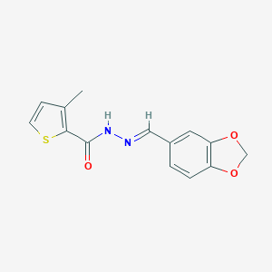 molecular formula C14H12N2O3S B445768 N'-(1,3-benzodioxol-5-ylmethylene)-3-methyl-2-thiophenecarbohydrazide 