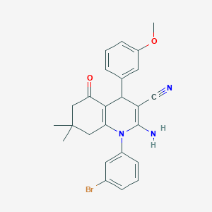 2-Amino-1-(3-bromophenyl)-4-(3-methoxyphenyl)-7,7-dimethyl-5-oxo-1,4,5,6,7,8-hexahydro-3-quinolinecarbonitrile