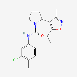molecular formula C18H22ClN3O2 B4457743 N-(3-chloro-4-methylphenyl)-2-(5-ethyl-3-methyl-1,2-oxazol-4-yl)pyrrolidine-1-carboxamide 