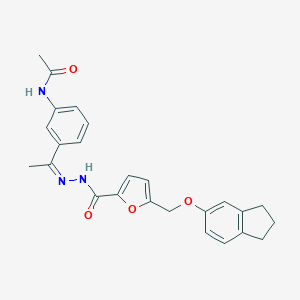 molecular formula C25H25N3O4 B445789 N~1~-(3-{1-[(Z)-2-({5-[(2,3-DIHYDRO-1H-INDEN-5-YLOXY)METHYL]-2-FURYL}CARBONYL)HYDRAZONO]ETHYL}PHENYL)ACETAMIDE 
