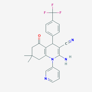 2-Amino-7,7-dimethyl-5-oxo-1-(3-pyridinyl)-4-[4-(trifluoromethyl)phenyl]-1,4,5,6,7,8-hexahydro-3-quinolinecarbonitrile