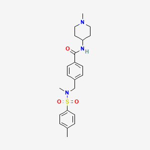 molecular formula C22H29N3O3S B4458086 4-[(N-METHYL4-METHYLBENZENESULFONAMIDO)METHYL]-N-(1-METHYLPIPERIDIN-4-YL)BENZAMIDE 
