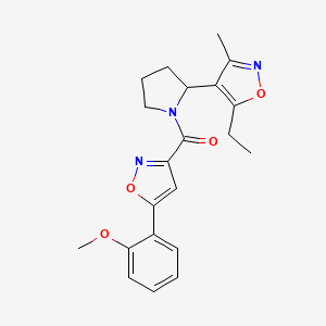 molecular formula C21H23N3O4 B4458094 5-Ethyl-4-{1-[5-(2-methoxyphenyl)-1,2-oxazole-3-carbonyl]pyrrolidin-2-YL}-3-methyl-1,2-oxazole 