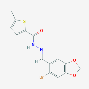 molecular formula C14H11BrN2O3S B445831 N'-[(E)-(6-bromo-1,3-benzodioxol-5-yl)methylidene]-5-methylthiophene-2-carbohydrazide 