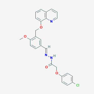 molecular formula C26H22ClN3O4 B445832 2-(4-chlorophenoxy)-N'-{4-methoxy-3-[(8-quinolinyloxy)methyl]benzylidene}acetohydrazide 