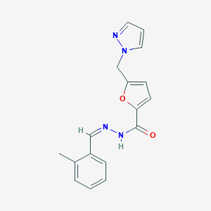 molecular formula C17H16N4O2 B445834 N'-(2-methylbenzylidene)-5-(1H-pyrazol-1-ylmethyl)-2-furohydrazide 