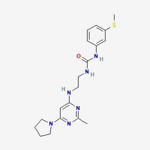 molecular formula C19H26N6OS B4458353 N-(2-{[2-methyl-6-(1-pyrrolidinyl)-4-pyrimidinyl]amino}ethyl)-N'-[3-(methylthio)phenyl]urea 