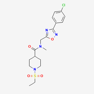 molecular formula C18H23ClN4O4S B4458374 N-{[3-(4-CHLOROPHENYL)-1,2,4-OXADIAZOL-5-YL]METHYL}-1-(ETHANESULFONYL)-N-METHYLPIPERIDINE-4-CARBOXAMIDE 