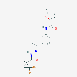 molecular formula C19H19Br2N3O3 B445841 N-(3-{N-[(2,2-dibromo-1-methylcyclopropyl)carbonyl]ethanehydrazonoyl}phenyl)-5-methyl-2-furamide 