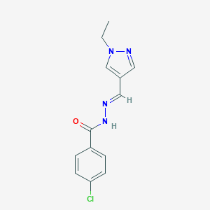 4-chloro-N'-[(E)-(1-ethyl-1H-pyrazol-4-yl)methylidene]benzohydrazide