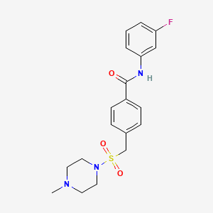 molecular formula C19H22FN3O3S B4458488 N-(3-fluorophenyl)-4-{[(4-methylpiperazin-1-yl)sulfonyl]methyl}benzamide 