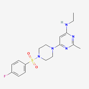 molecular formula C17H22FN5O2S B4458518 N-ethyl-6-{4-[(4-fluorophenyl)sulfonyl]-1-piperazinyl}-2-methyl-4-pyrimidinamine 